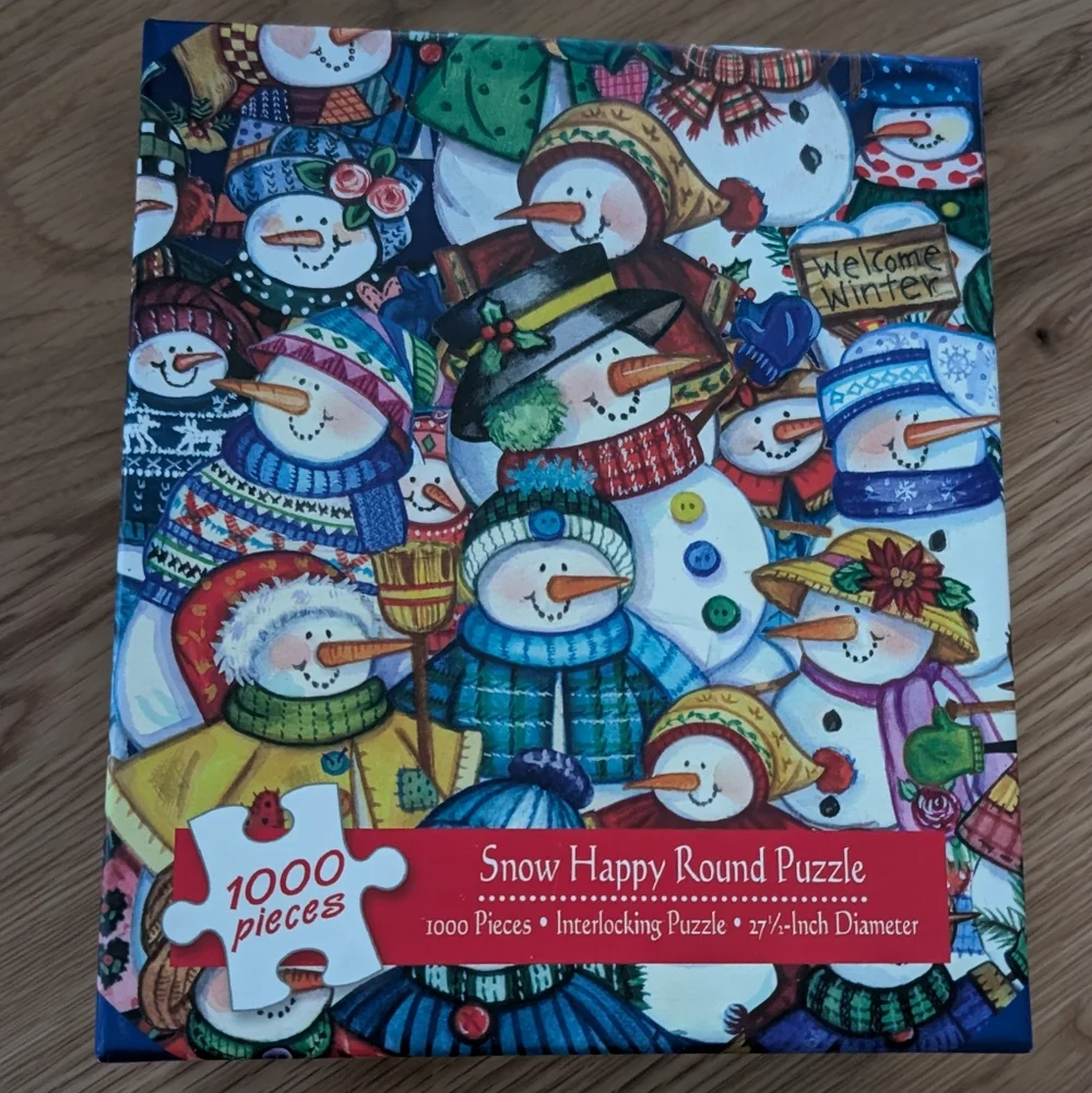 🧩3 For $25 - Current Snow Happy Round Puzzle Snowmen Multicolor 1000 Pieces - Picture 2 of 9